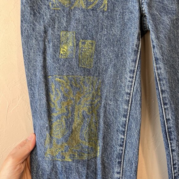 Everlane utility Jeans carpenter Stamp Art Wear Cinch Back Cheeky Adjustable 25 - Picture 3 of 13